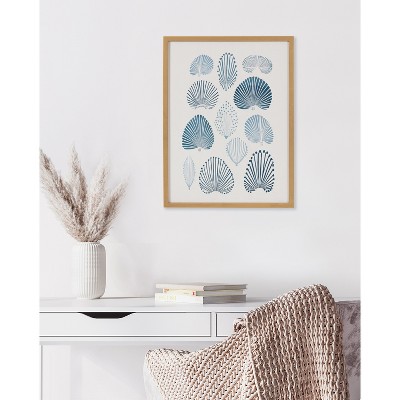 Abstract Coastal Blue Coral Print with Gold Frame, 12x16