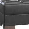 HomeRoots 52" Black and Brown Faux Leather Storage Ottoman - 4 of 4