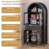 Gulches 71 Tall Arched Kitchen Pantry Cabinet Glass Barn Door Adjustable Shelves Built in Racks Black for Kitchen Living Dining Room - 4 of 4