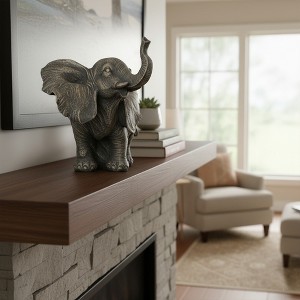 Evideco French Home Goods Standing Elephant Statuette Figurine Sculpture Distressed Grey Ecru - 1 of 4