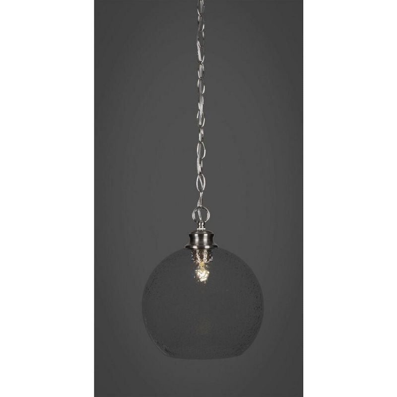 Toltec Lighting Kimbro 1 - Light Pendant in  Brushed Nickel with 9.5" Smoke Bubble Shade, 1 of 2