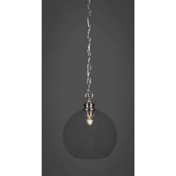 Toltec Lighting Kimbro 1 - Light Pendant in  Brushed Nickel with 9.5" Smoke Bubble Shade
