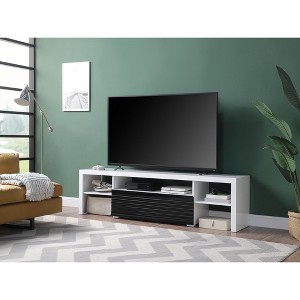 80" High Gloss Composite Wood TV Stand with Side Metal Glide Drawer and Multiple Storage Compartments for Living Room - 1 of 4