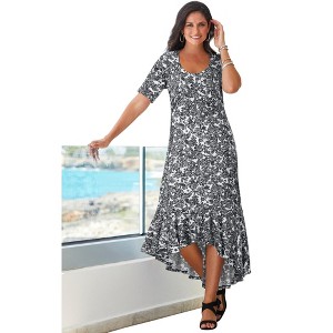 Jessica London Stretch Knit Flounce Hem Maxi Dress - 1 of 3