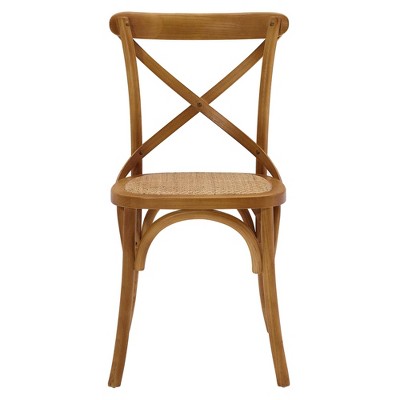 Rustic Farmhouse Cross-Back White Wood Dining Side Chair