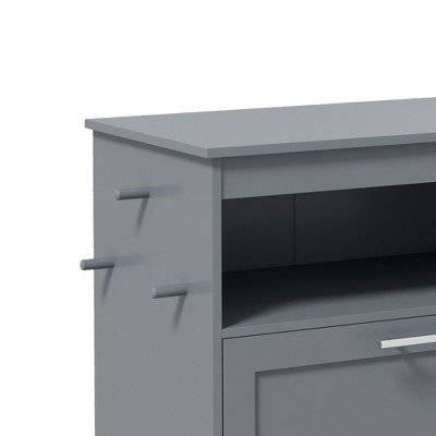 Gray Elevated Pet Feeder Station with Storage Cabinet