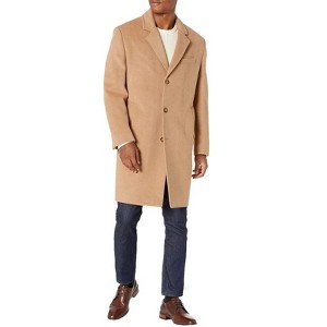 LONDON FOG Men's L19195 Signature Wool Blend Top Coat - Available in Black Camel & Charcoal - 1 of 3