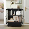 NicBex Modern Minimalist Dining Room Cabinet with Storage,Double Glass Doors and Drawer,Wooden Storage Sideboard Cupboard for Living Room - 4 of 4