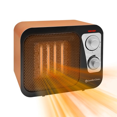 Comfort Zone 1500 Watt Retro Energy Efficient 2 Heat Settings With  Thermostat And Overheat Protection Portable Ceramic Heater Cz470bbo-eu  Burnt Orange : Target