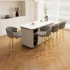 TiramisuBest Set of 2 30" Modern Swivel Velvet Dining Chairs, Comfortable High Bar Stools with 360° Rotation for Bars & Restaurants (Beige Grey) - 2 of 4