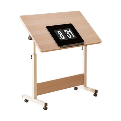 Ergonomic height-adjustable computer desk with casters for work, office and home use