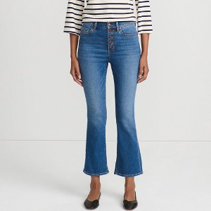 Lands' End Women's High Rise Denim Button Front Kick Flare Crop Jeans - 1 of 4