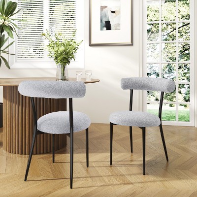 NicBex Dining Chairs Set of 2 Stool Upholstered Chair Mid-Century Modern Curved Backrest Chair with Metal Legs for Kitchen