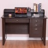 Tangkula Wooden Computer Writing Desk Office Study Table with Drawers Black/Walnut - 2 of 4