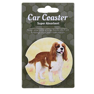 E & S Imports 2.5 Inch Cavalier King Charles (Tan)Car Coaster Super Absorbent Coasters - 1 of 3