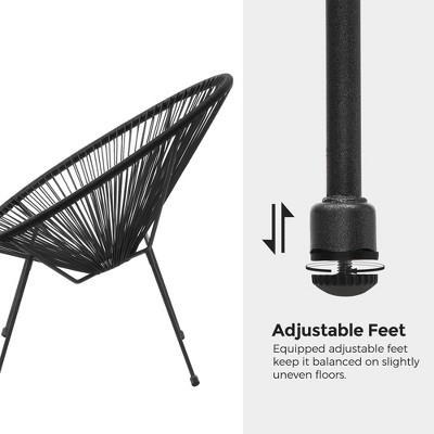 Modern Black Acapulco 3-Piece Outdoor Patio Set with Glass Table