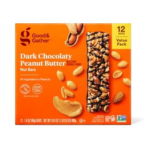Dark Chocolaty Peanut Butter with Other Natural Flavors Nut Bars - 16.8oz/12ct - Good & Gather™ - 1 of 4