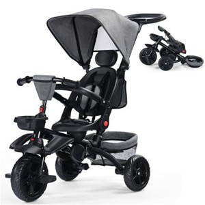 Kinder King 7 in 1 Kids Baby Stroller Tricycle Folding Toddler Trike w/Adjustable Push Handle - 1 of 4