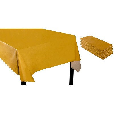 Juvale 6-Pack Mustard Yellow Disposable Plastic Tablecloth Table Cover Party Supplies 54"x108"