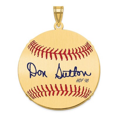 Black Bow Jewelry 14K Gold Plated Don Sutton Signature LG Enamel Baseball Pendant