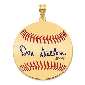Black Bow Jewelry 14K Gold Plated Don Sutton Signature LG Enamel Baseball Pendant - 1 of 4