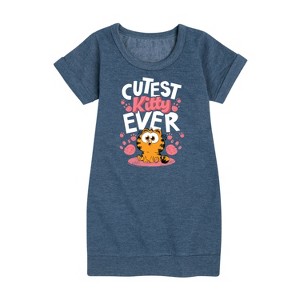 - Garfield - Cutest Kitty Ever Graphic Short Sleeve Fleece Dress - 1 of 4