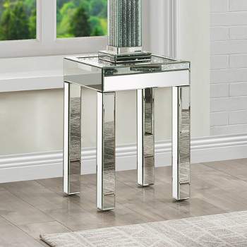Noralie 16" Mirrored Accent Table Faux Diamonds - Acme Furniture