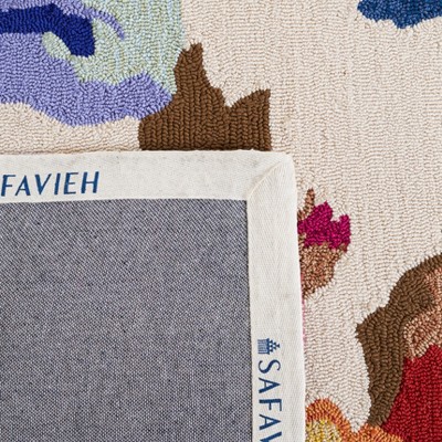 Ivory Multicolor Floral Synthetic Hand-Hooked Area Rug 3'6" x 5'6"