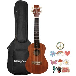 Sawtooth Mahogany Concert Electric Ukulele w Gig Bag and Fishman KUL-101 Preamp/Built In Tuner and Official Brake Stickers - 1 of 1