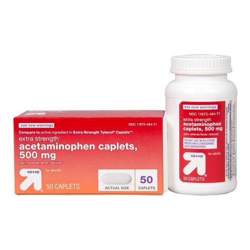 Acetaminophen Extra Strength Pain Reliever & Fever Reducer Caplets - up & up™ - image 1 of 4