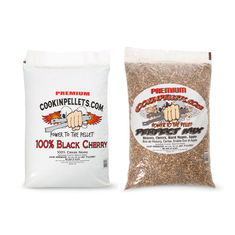 CookinPellets Perfect Mix Hickory, Cherry, Hard Maple, Apple Wood Pellets Bundle with Black Cherry Smoker Smoking Hardwood Wood Pellets, 40 Lb Bags, 1 of 7