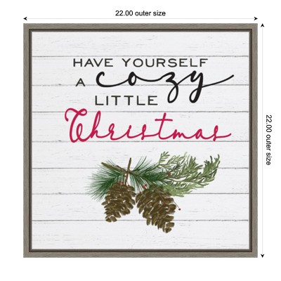 Cozy Christmas Pine Cones Canvas Wall Art in Frame 22 x 22