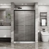 Double Sliding Glass Shower Door  60 in. W x 72 in. H Aluminum Framed Shower Enclosure , Stainless Steel Hardware, Bathroom Panel,Matte Black - 2 of 4