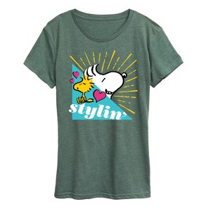Women's - Peanuts - Snoopy Woodstock Stylin Short Sleeve Graphic T-Shirt - 1 of 4