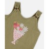 Deux par Deux Girl Crinkle Jersey Tank Top Floral Olive Green - 2 Years - 4 of 4