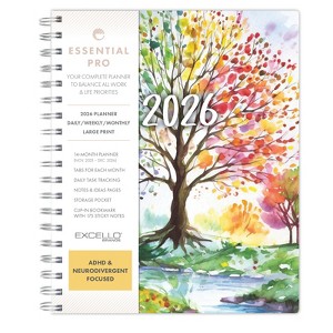 Essential PRO 2026 Daily, Weekly/Monthly Planner, 7"x9": 14 Months (Nov 2025-Dec 2026) Tabs,Notes Pages,Storage Pocket,Bookmark (Tree Seasons) - 1 of 4