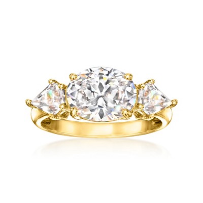 Ross-Simons 3.90 ct. t.w. CZ 3-Stone Ring in 18kt Gold Over Sterling