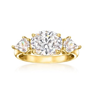 Ross-Simons 3.90 ct. t.w. CZ 3-Stone Ring in 18kt Gold Over Sterling - 1 of 4