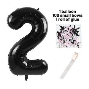 Aghana Digitals 40 Inch Aluminum Black Number Balloon Set with Bow Ribbon & Glue Point - 1 of 4