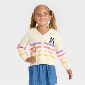Toddler Girls' Bluey Bingo Cardigan Sweater - Ivory - 1 of 4