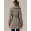 INSPIRE CHIC Women's Shawl Collar Check Belted Wrap Plaid Coat with Pockets - 4 of 4