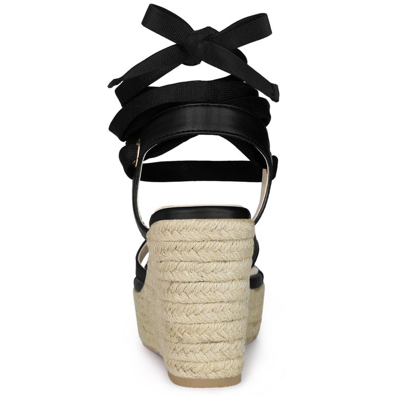 Allegra K Women's Platform Strappy Lace-up Flip Flops Wedge Sandals, 4 of 7