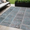 Teal Blue Aqua And Beige Patchwork Washable Indoor Outdoor Area Rug - 2 of 4