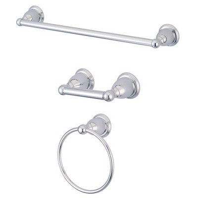 3pc Traditional Solid Brass Chrome Towel Bar Bath Accessory Set - Kingston  Brass : Target