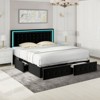 CAVINAS Full/King Size Modern Platform Bed Frame with LED Lights Headboard & 4 Storage Drawers,No Box Spring Needed - 2 of 4
