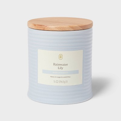 2-Wick High Intensity Ceramic Jar Candle with Lid Rainwater Lily 14oz - Threshold™
