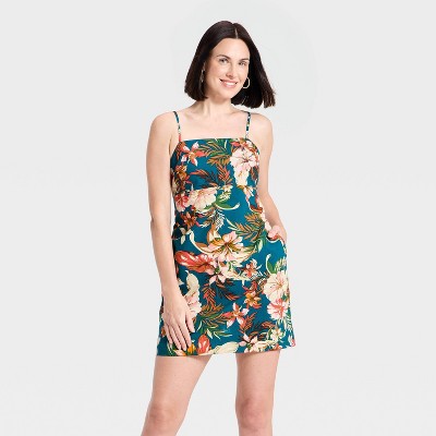 Women's Linen Mini Dress - A New Day™ Blue Floral S : Target