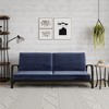 RealRooms Karli Black Metal Arm Futon Frame with 6" Blue Mattress and extra Black Slipcover - 2 of 4