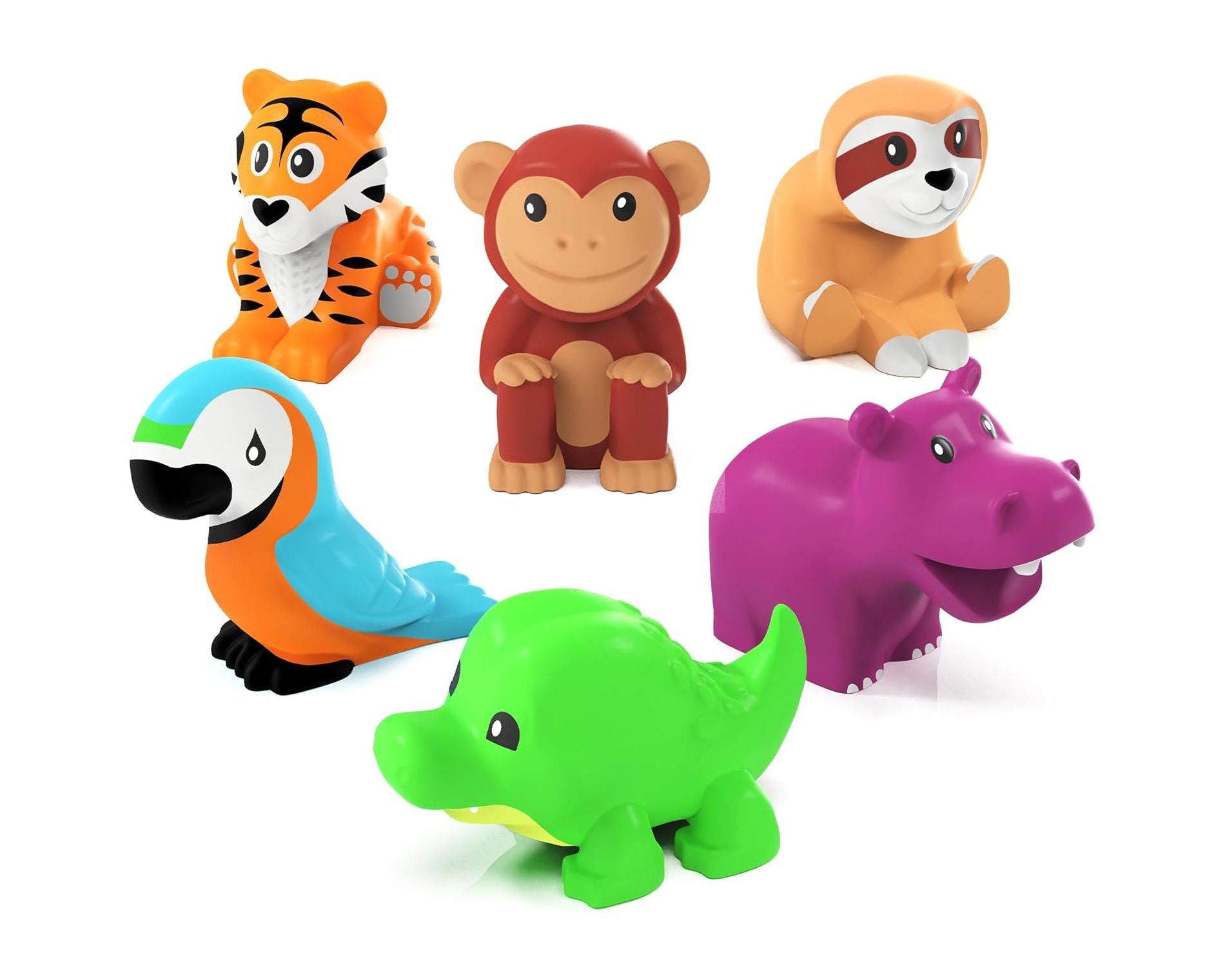 Tub Works Rainforest Mold Free Bath Toys, 6 Pack