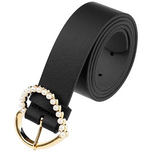 INSPIRE CHIC Women's Solid Color Heart-Shaped Buckle with Beads Belts - 1 of 4
